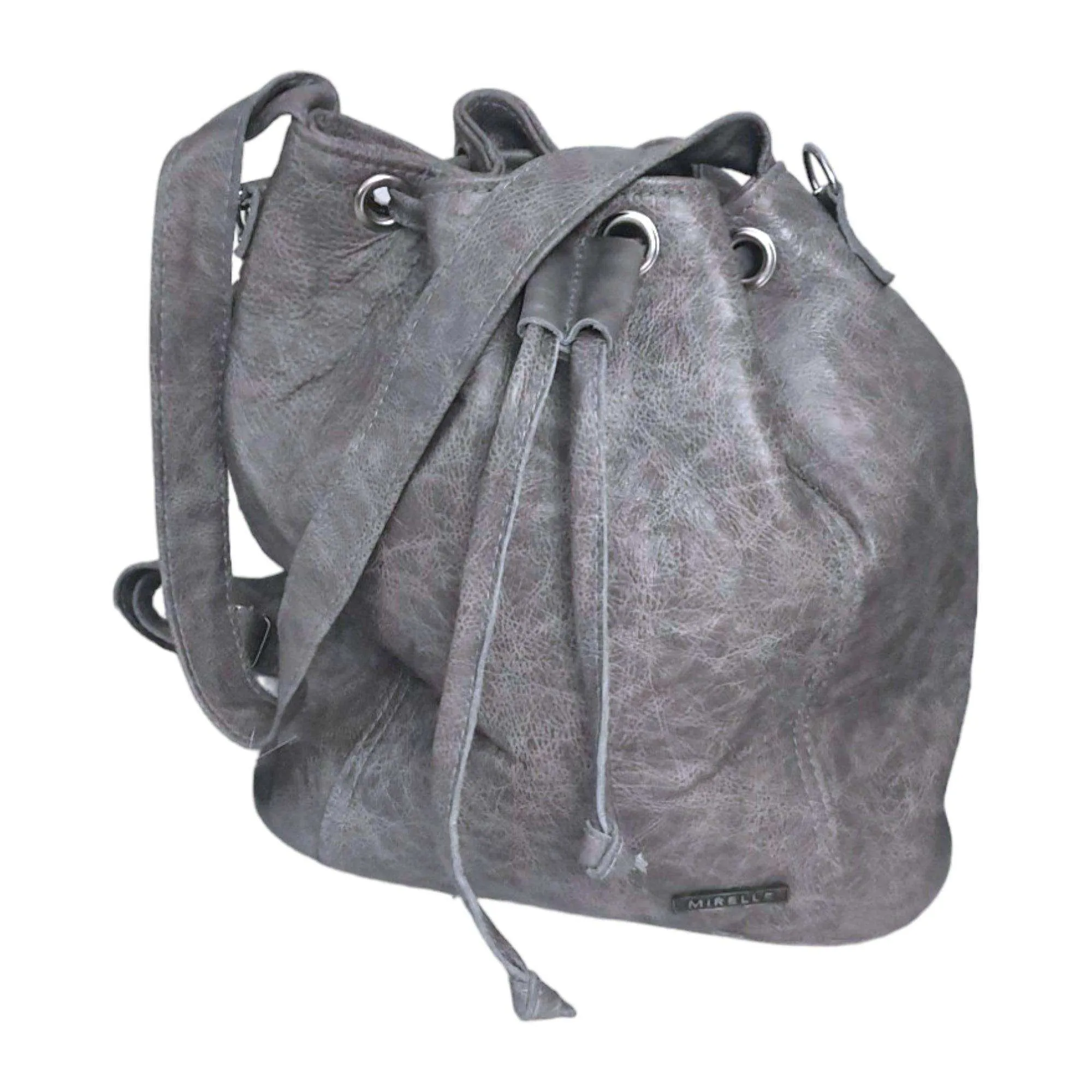 Mirelle Genuine Leather Bucket Drawstring Handbag