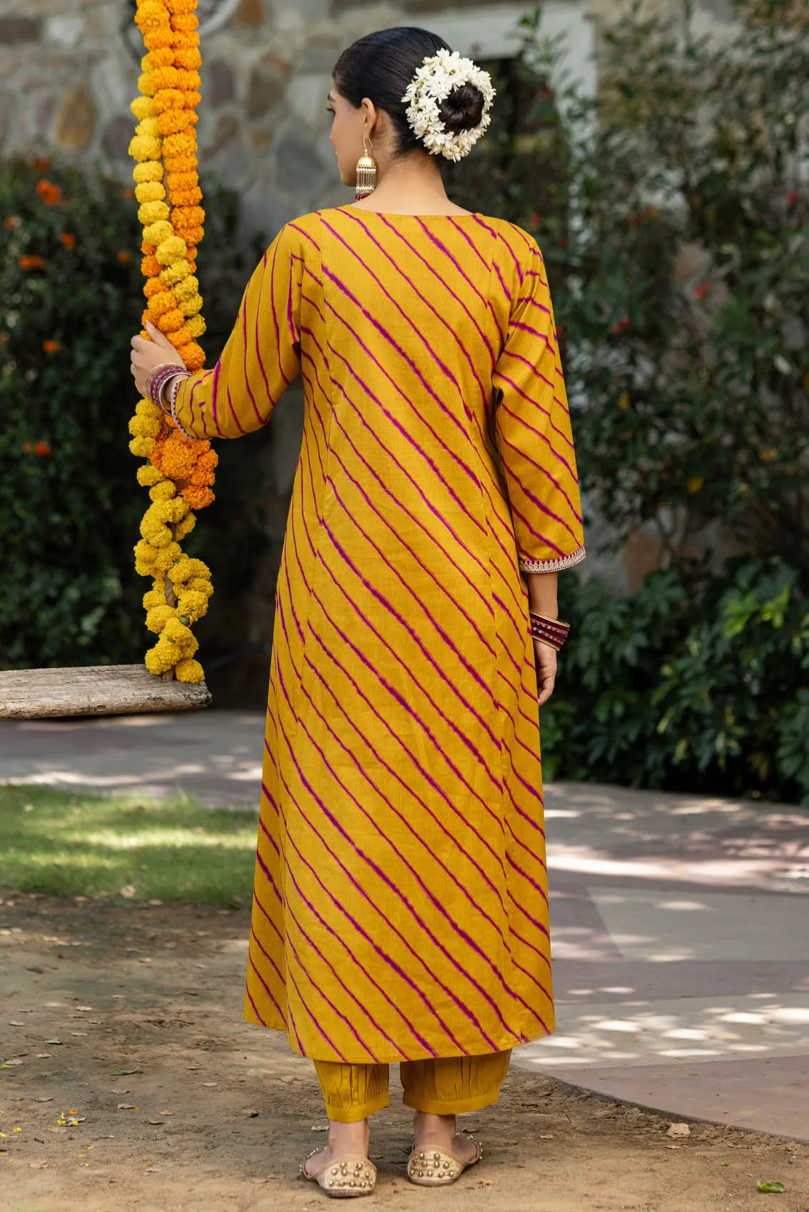 Mustard  Lehariya Kurta