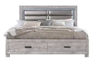 Nolan Grey King Bed - Modern King Frame