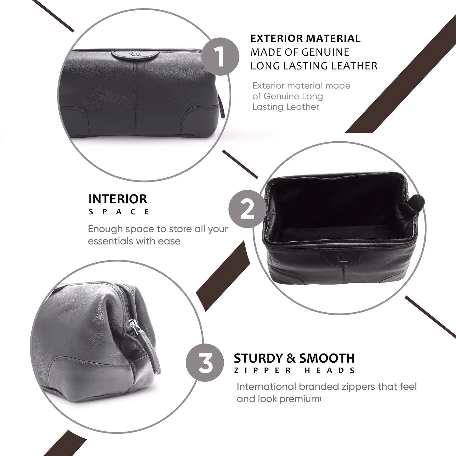 Obama Portable Toiletry Kit Genuine Leather Unisex Pouch for Travelling Shaving Kit or Makeup Cosmetic Kit Organizer