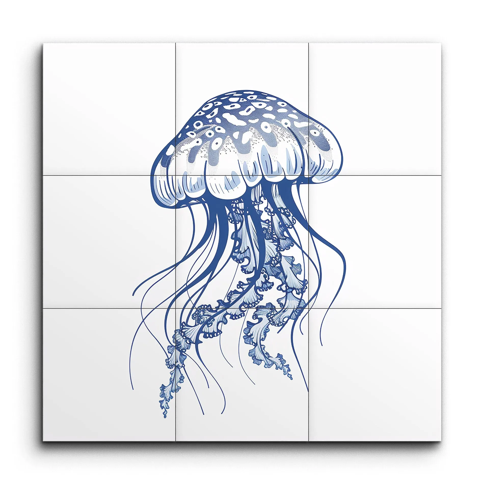 Ocean Elegance: Intricate Blue Jellyfish Art