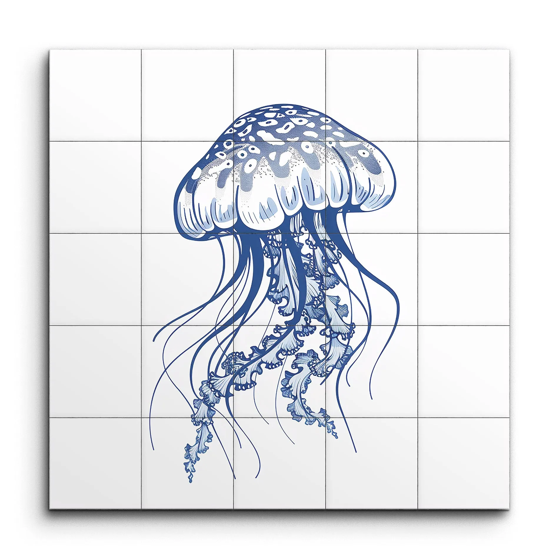 Ocean Elegance: Intricate Blue Jellyfish Art