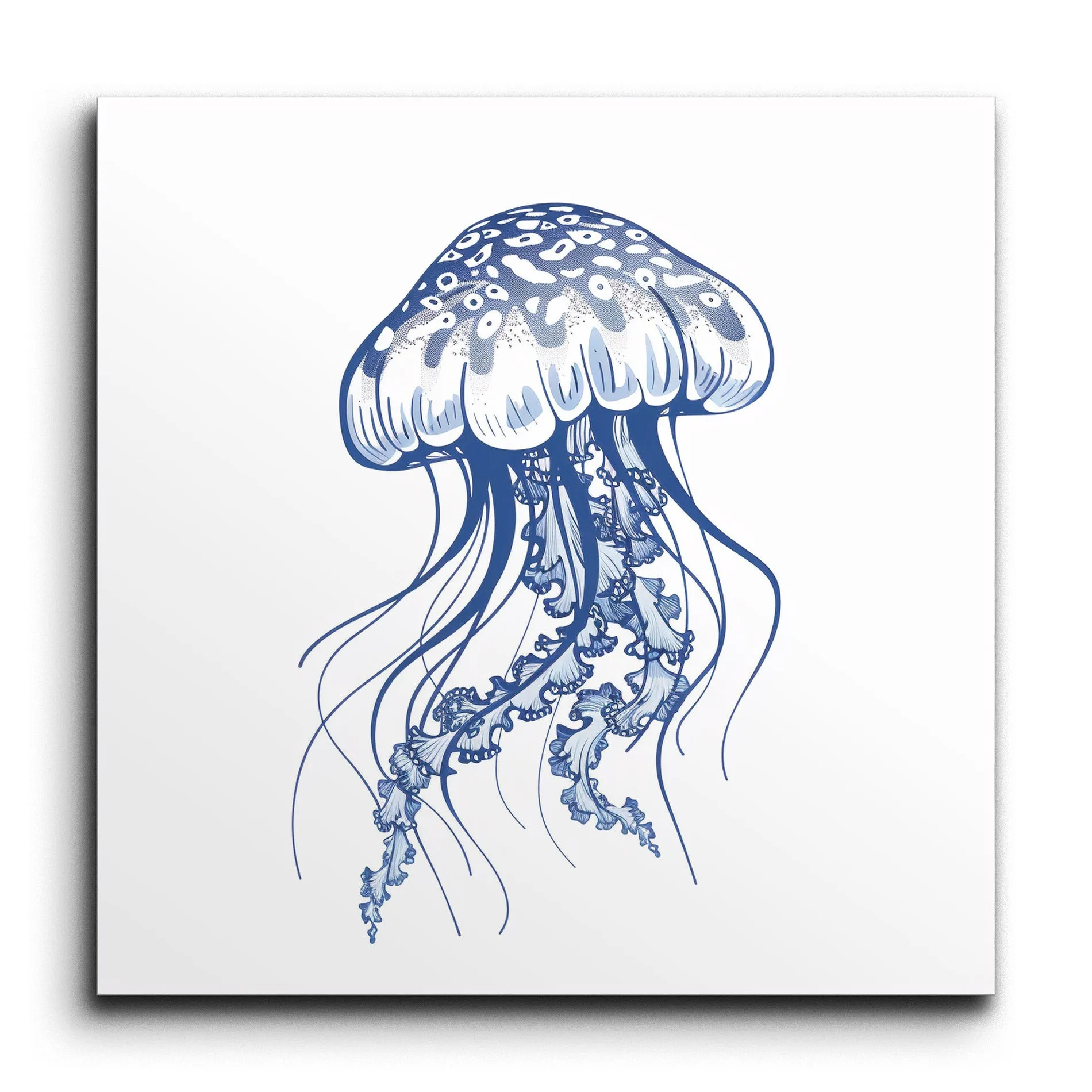 Ocean Elegance: Intricate Blue Jellyfish Art