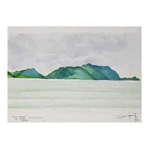 ORIGINAL WATERCOLOUR OF INCH STRAND, KERRY, IRELAND - ANDREW LOGAN 1994