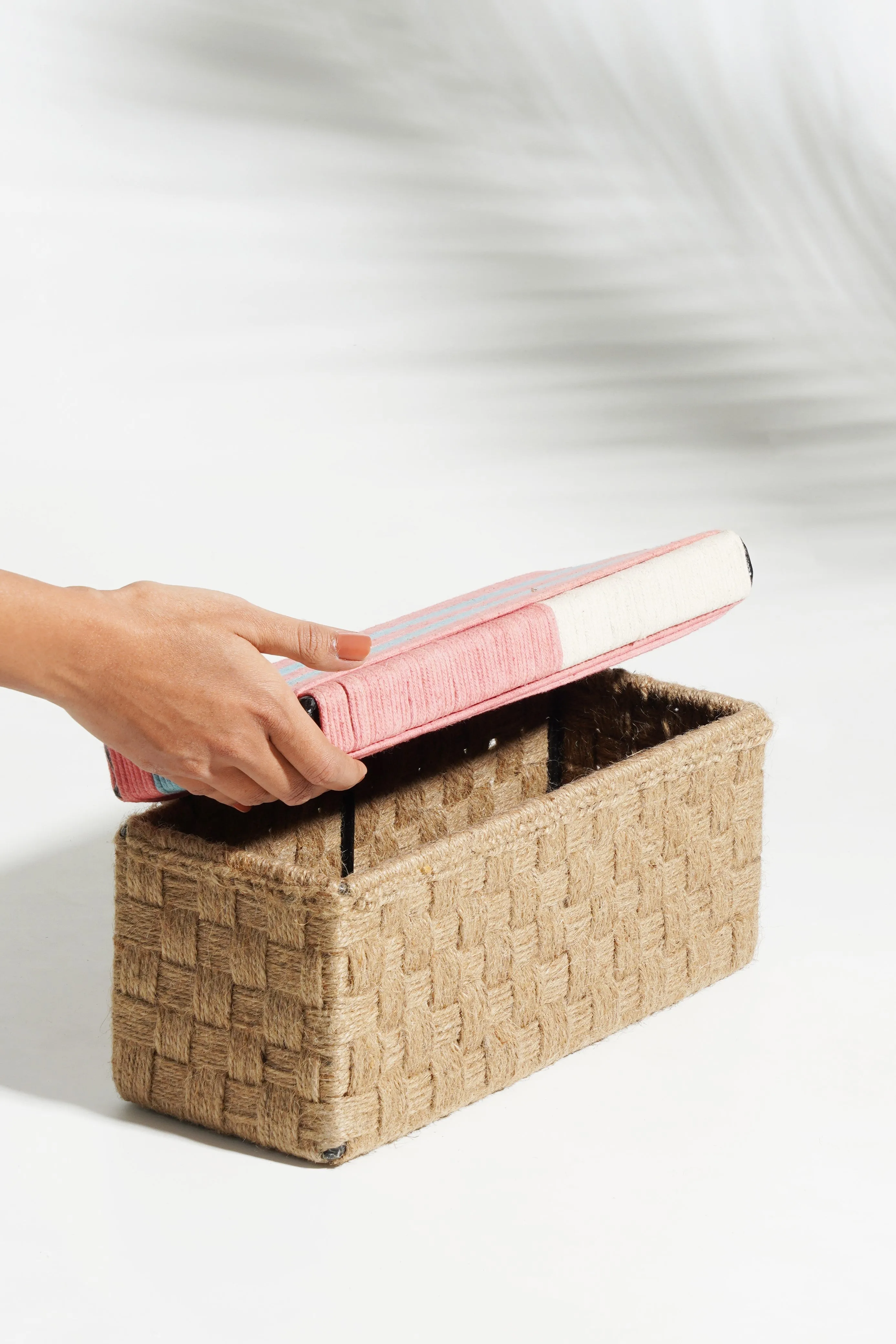 Pastel Pink And Natural Jute Brick Wine Box