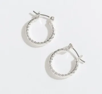 Pattern Silver Hoop Earrings