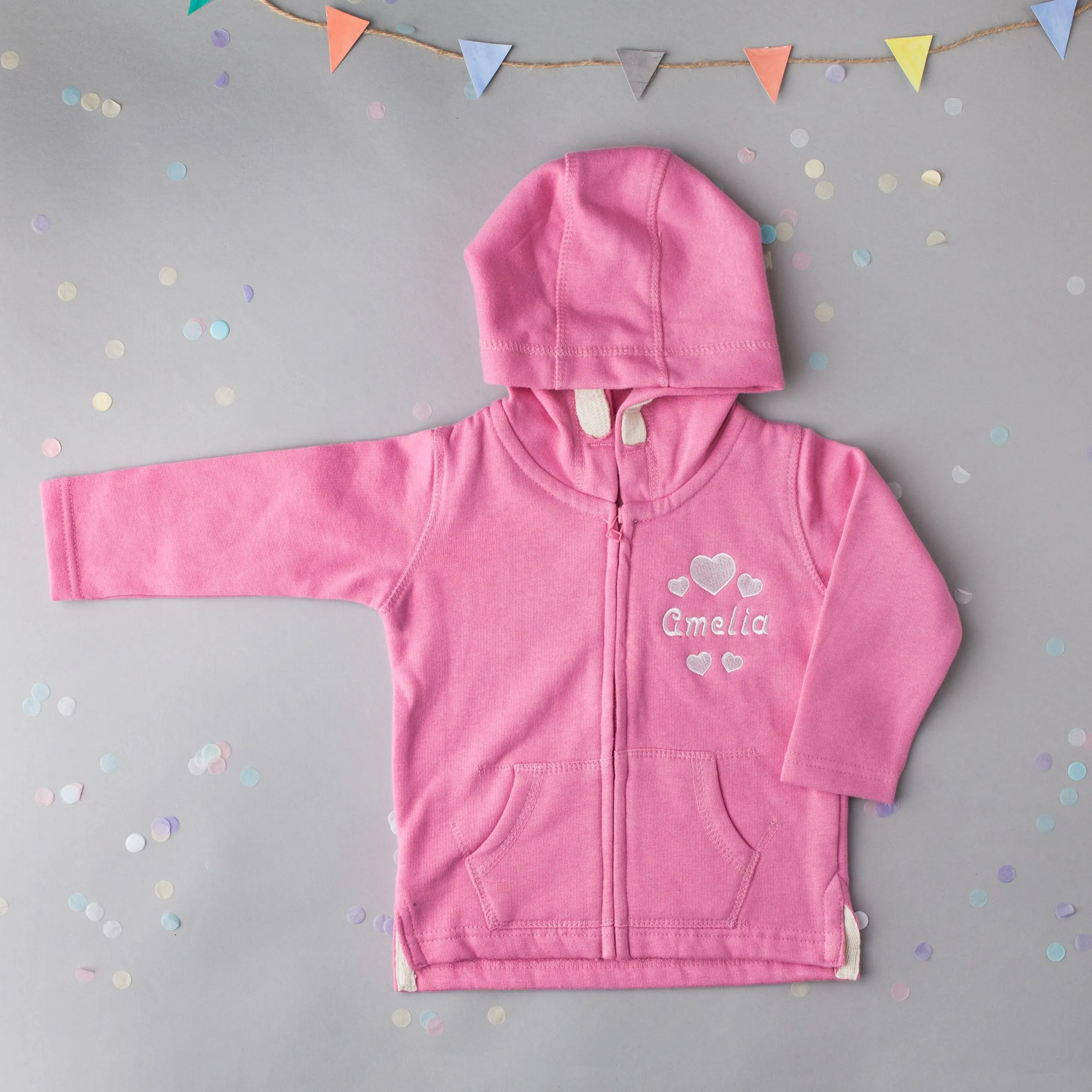 Personalised Pink Baby Tracksuit with Gorgeous Heart Design