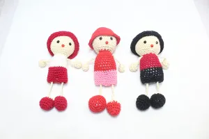 PH Artistic Handmade amigurumi Crochet Decorative Fridge Magnet Multicolor 3 Bunny Doll Toy for Gift Purpose