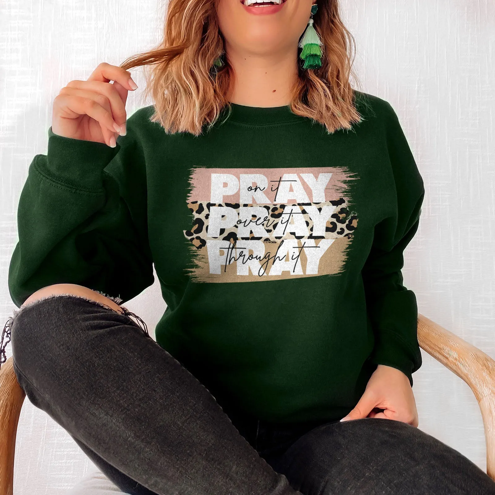 Pray on It Leopard Sweatshirt