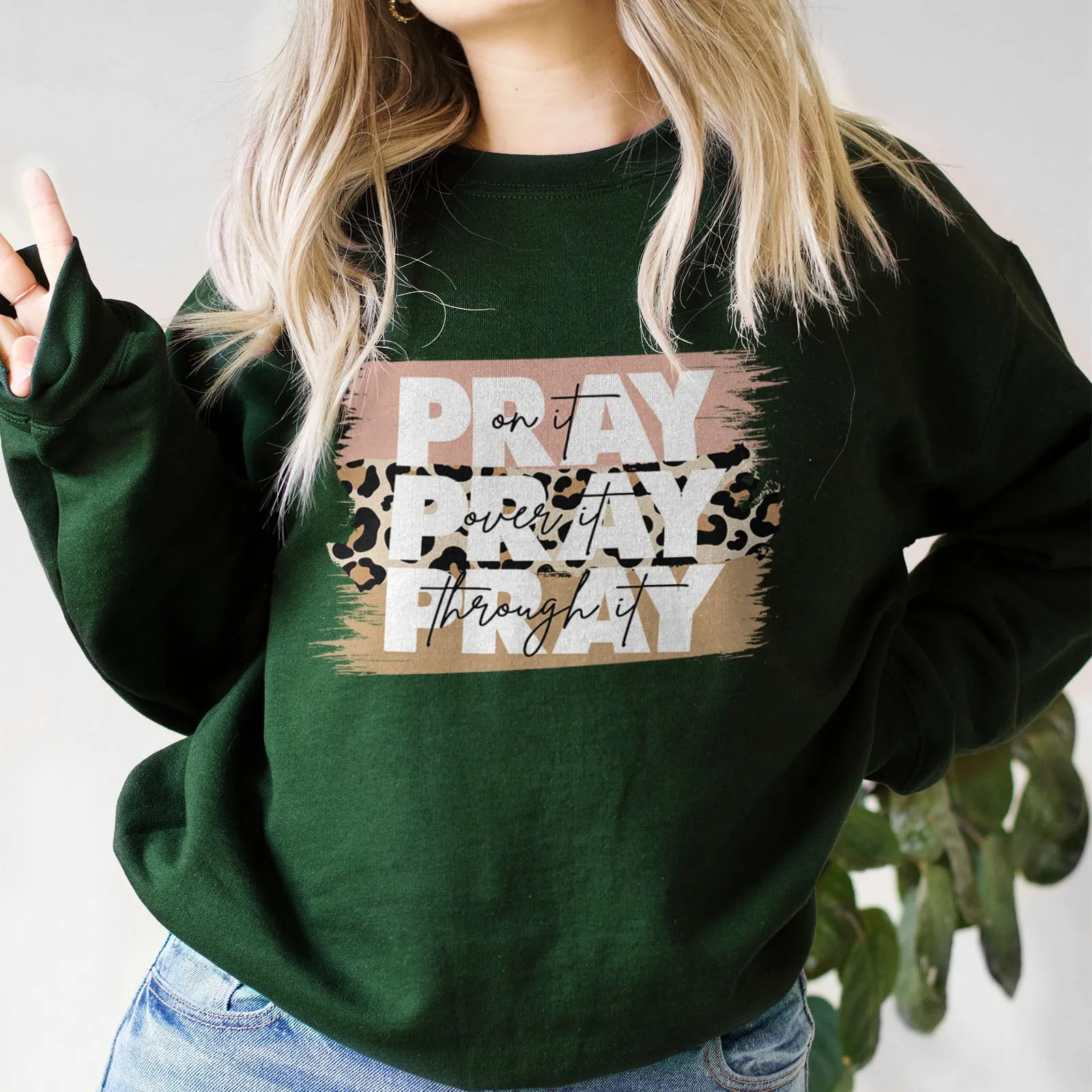 Pray on It Leopard Sweatshirt