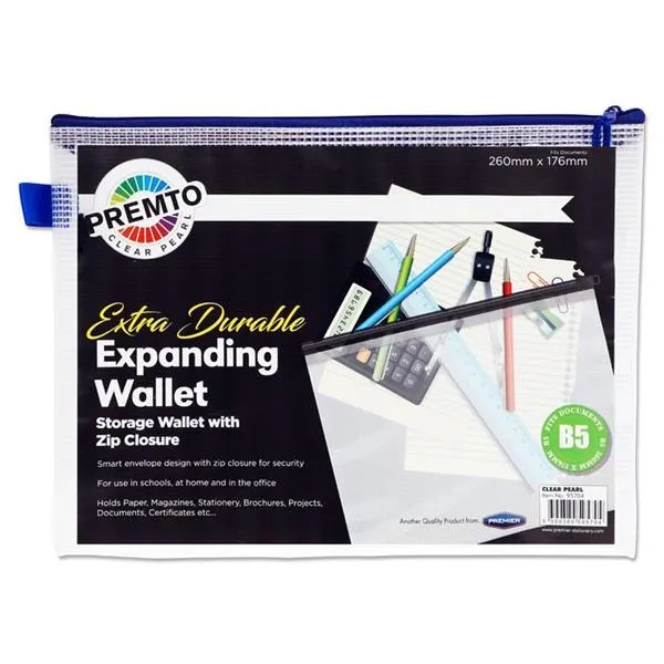 Premto - B5 Extra Durable Expandable Mesh Wallet - Clear Pearl