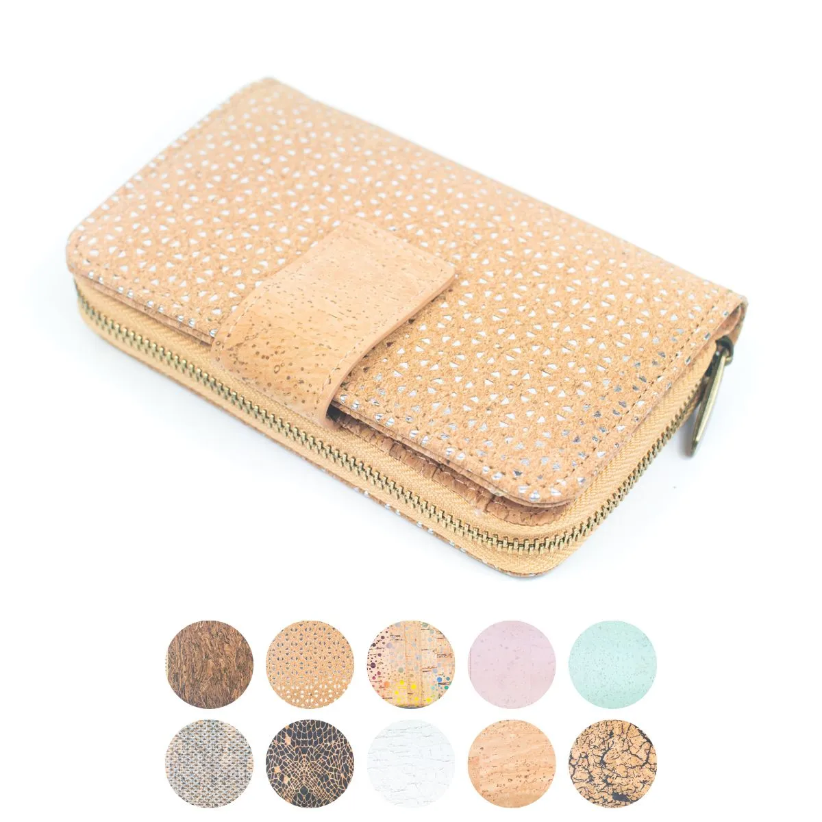 Prenium cork  women card zipper vegan wallet BAGP-171