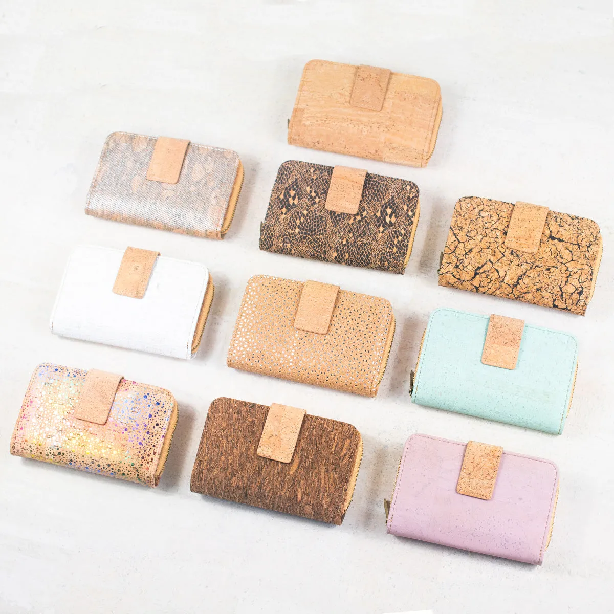 Prenium cork  women card zipper vegan wallet BAGP-171