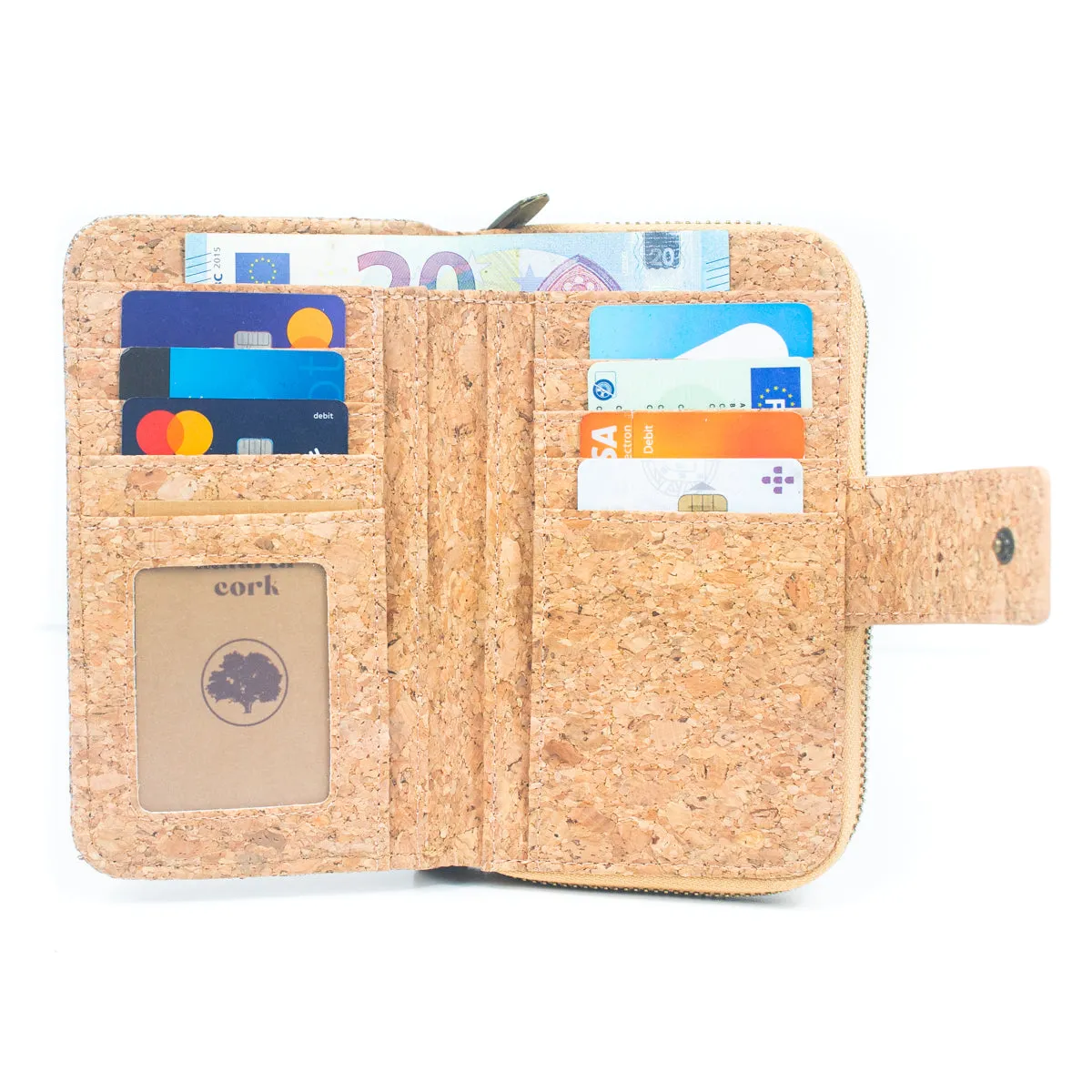 Prenium cork  women card zipper vegan wallet BAGP-171