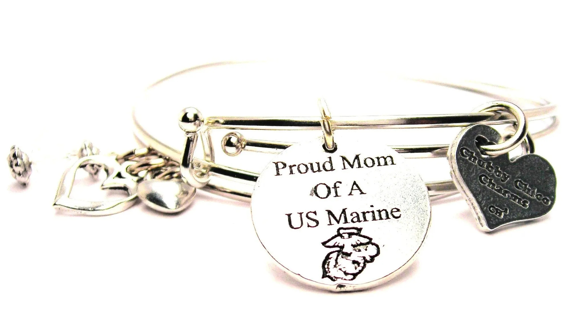 Proud Mom Of Us Marine Expandable Bangle Bracelet Set