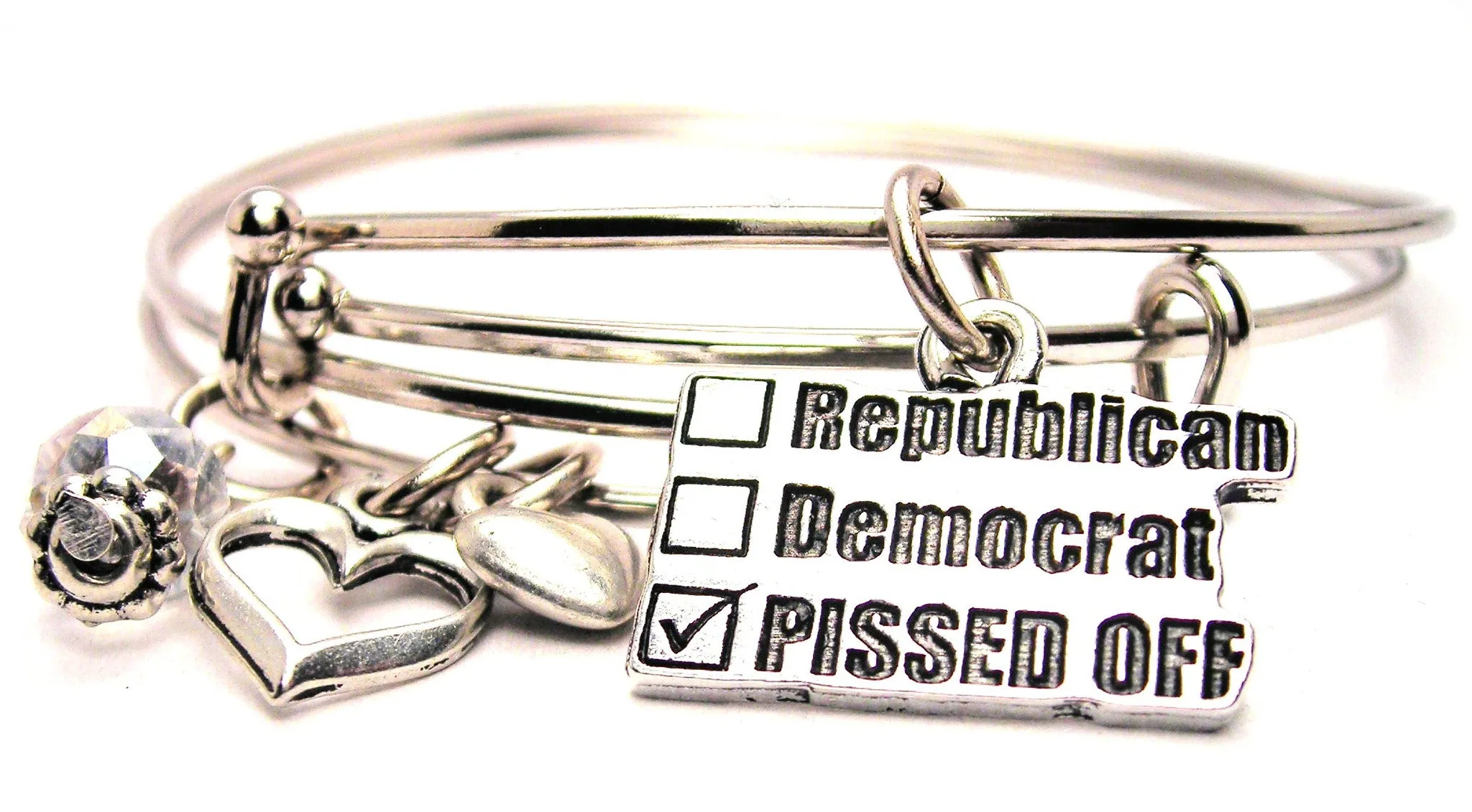 Republican Democrat Pissed Off Expandable Bangle Bracelet Set