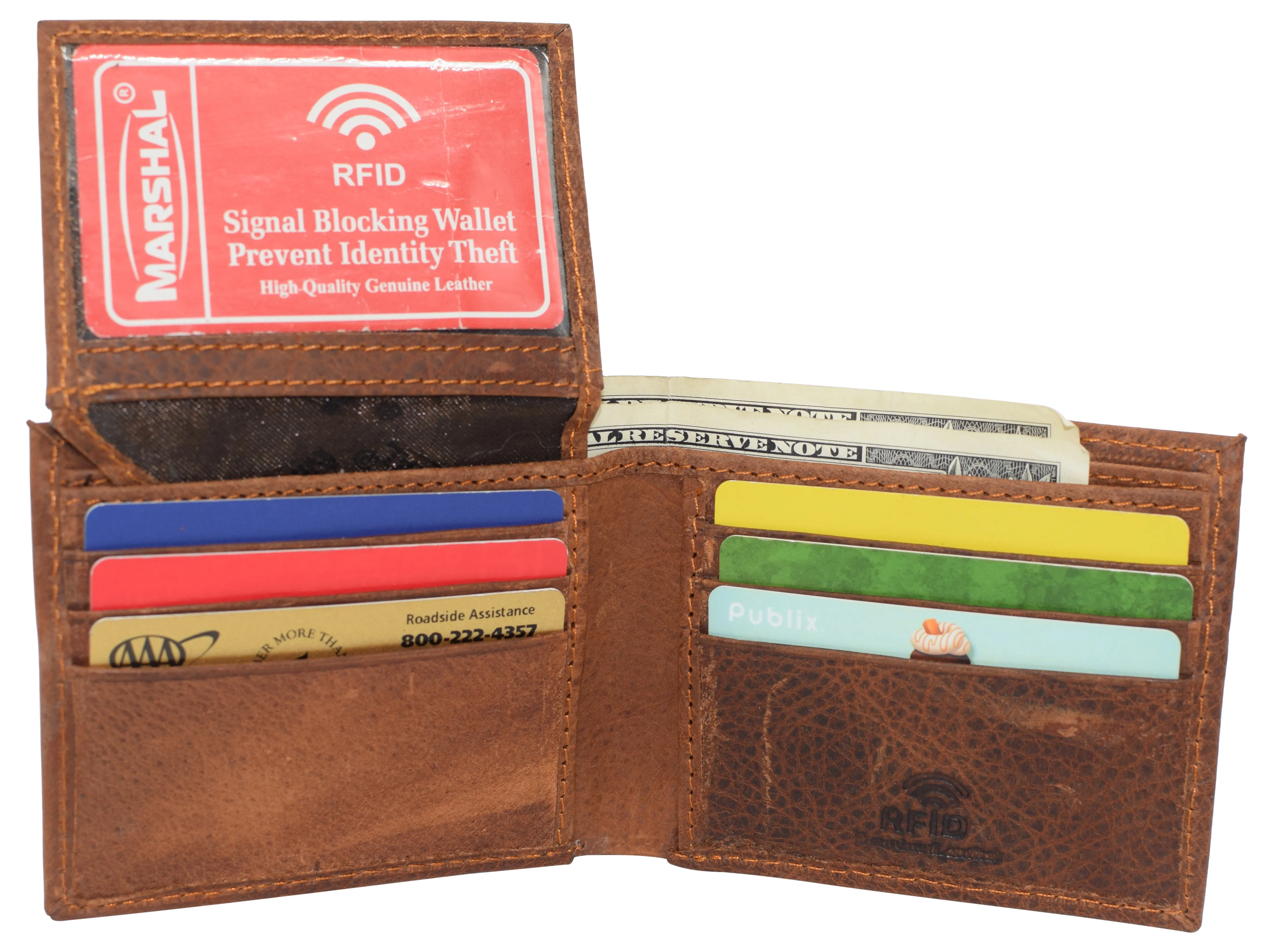 RFID Blocking Real Leather Bifold Classic Logos Wallet for Men RFID43NU