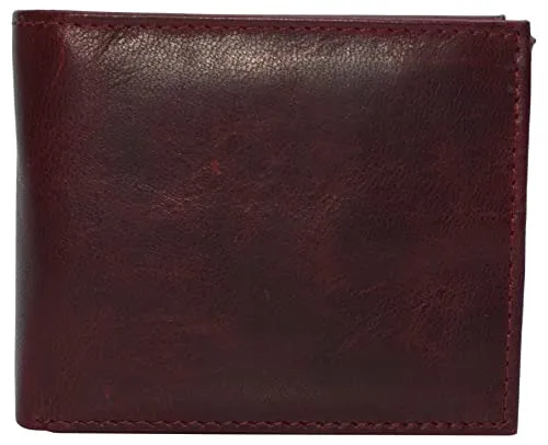 RFID620053HU Wallets for Men Genuine Cowhide Leather RFID Blocking Bifold Wallet With 2 ID Windows