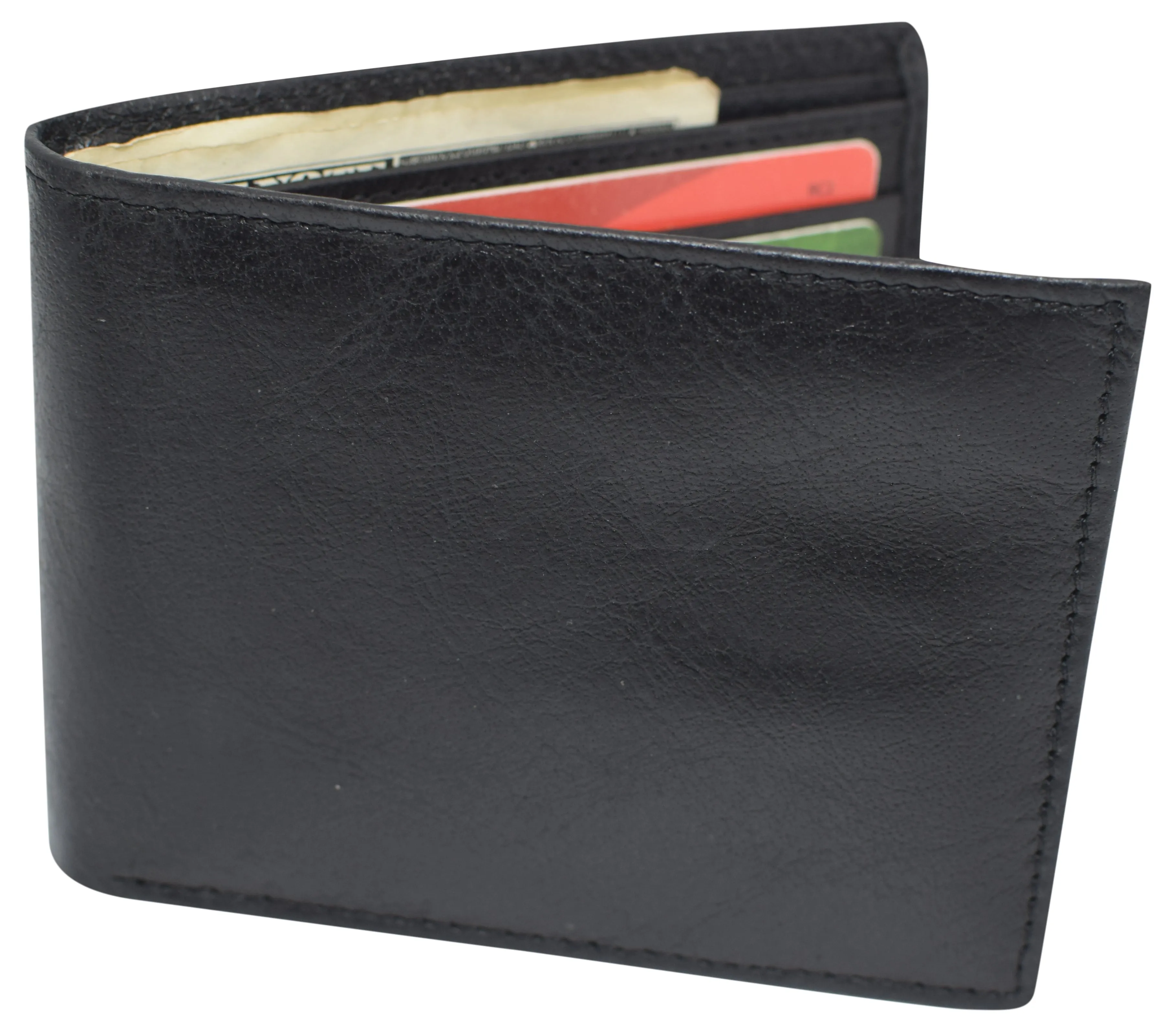 RFID620053HU Wallets for Men Genuine Cowhide Leather RFID Blocking Bifold Wallet With 2 ID Windows