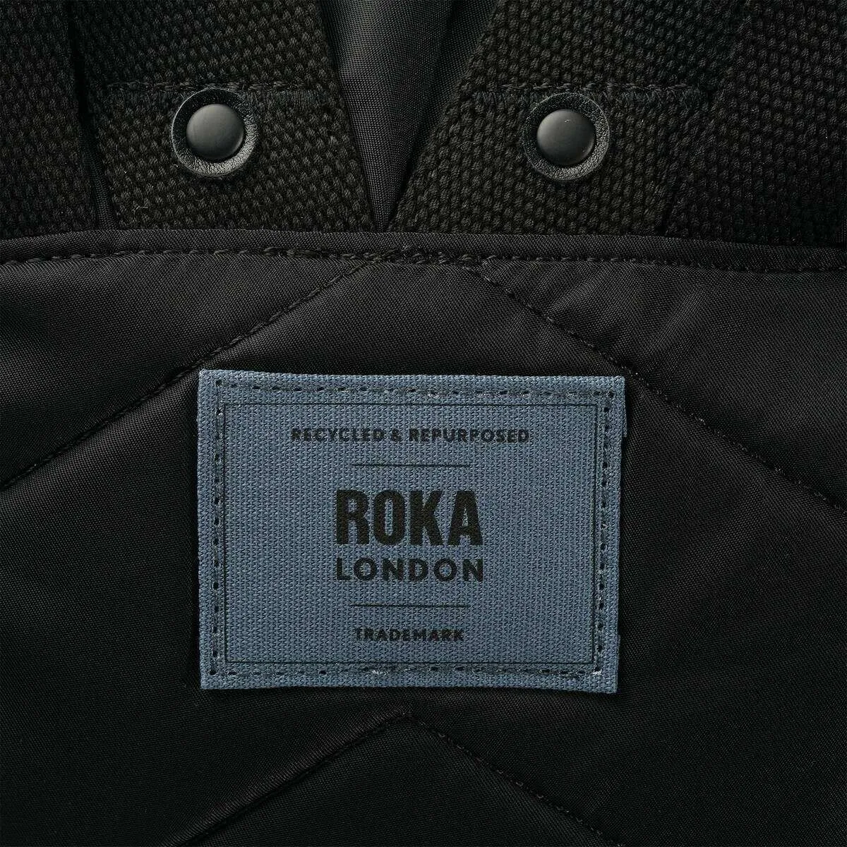 Roka Canfield B Small All Black Recycled Nylon Backpack - Black/Airforce Grey