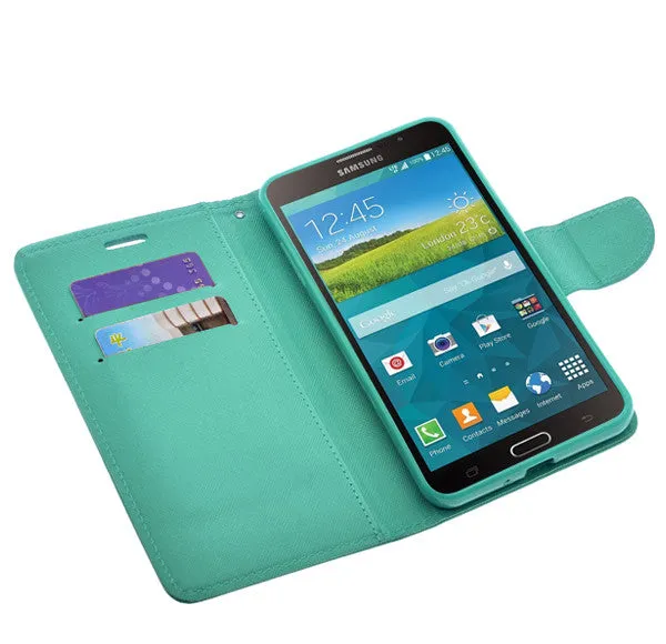 Samsung Galaxy Mega 2 Case, Wrist Strap Magnetic Fold[Kickstand] Pu Leather Wallet Case with ID & Credit Card Slots for Samsung Galaxy Mega2 - Teal