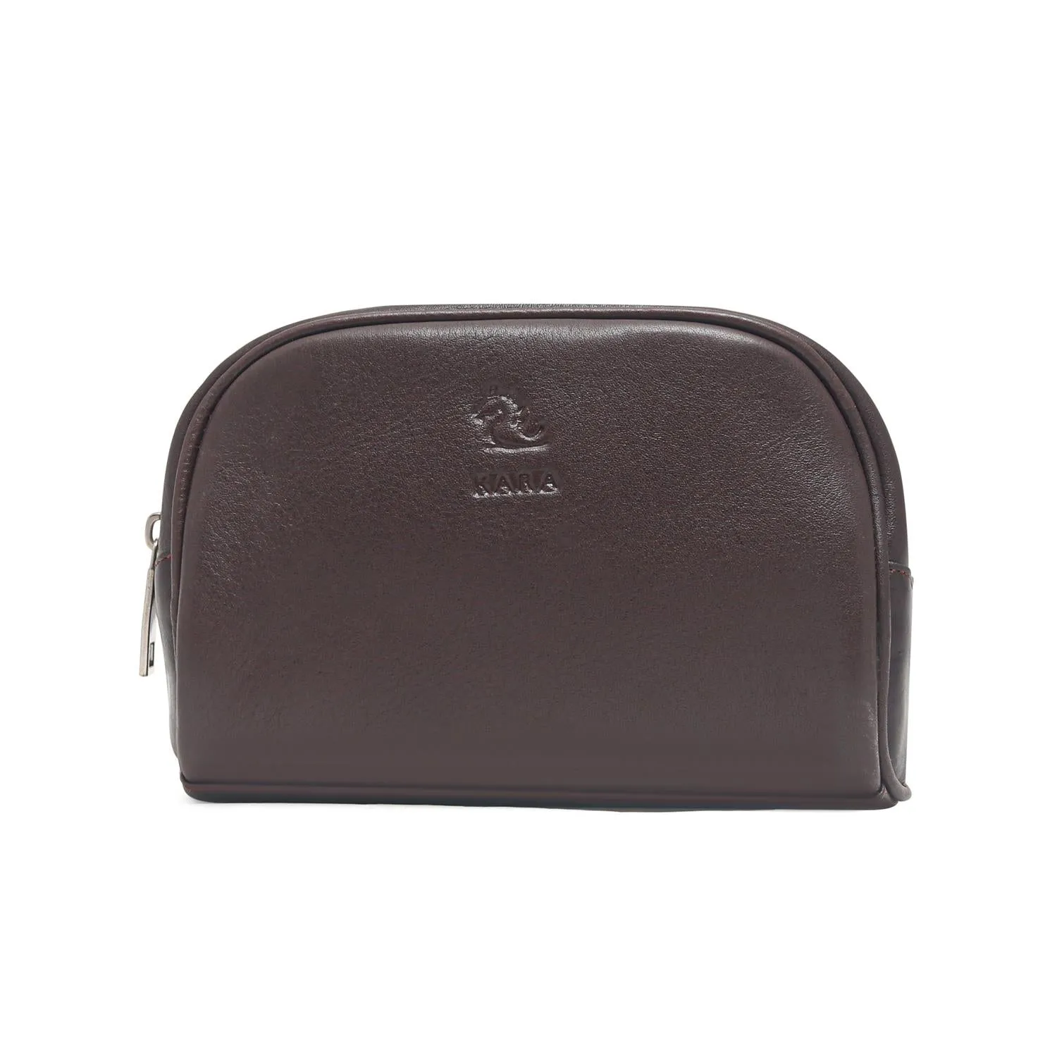 Sasha Brown Leather Wash Bag for Women