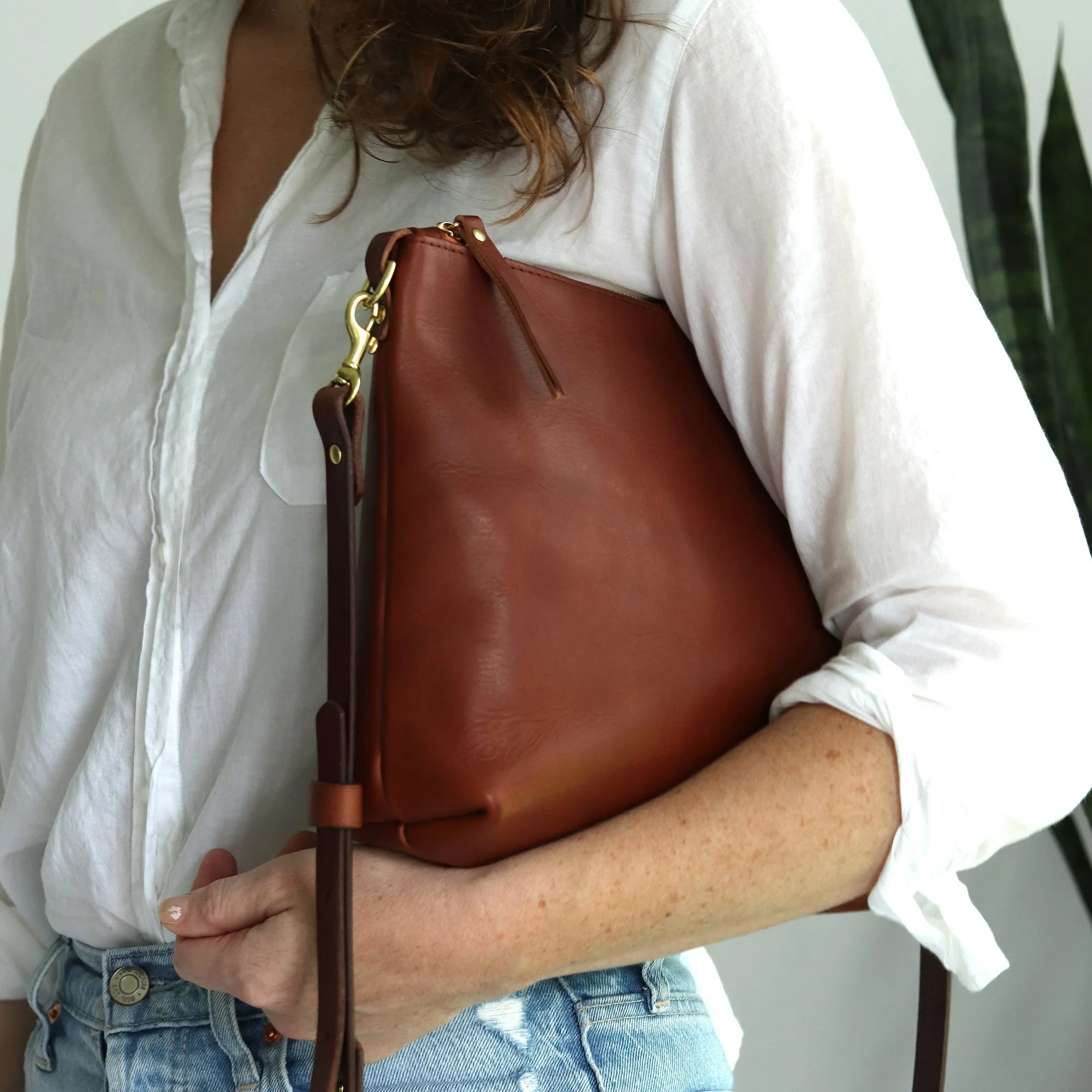 Seconds Sale Crossbody Bag with Monogram - Cognac Brown