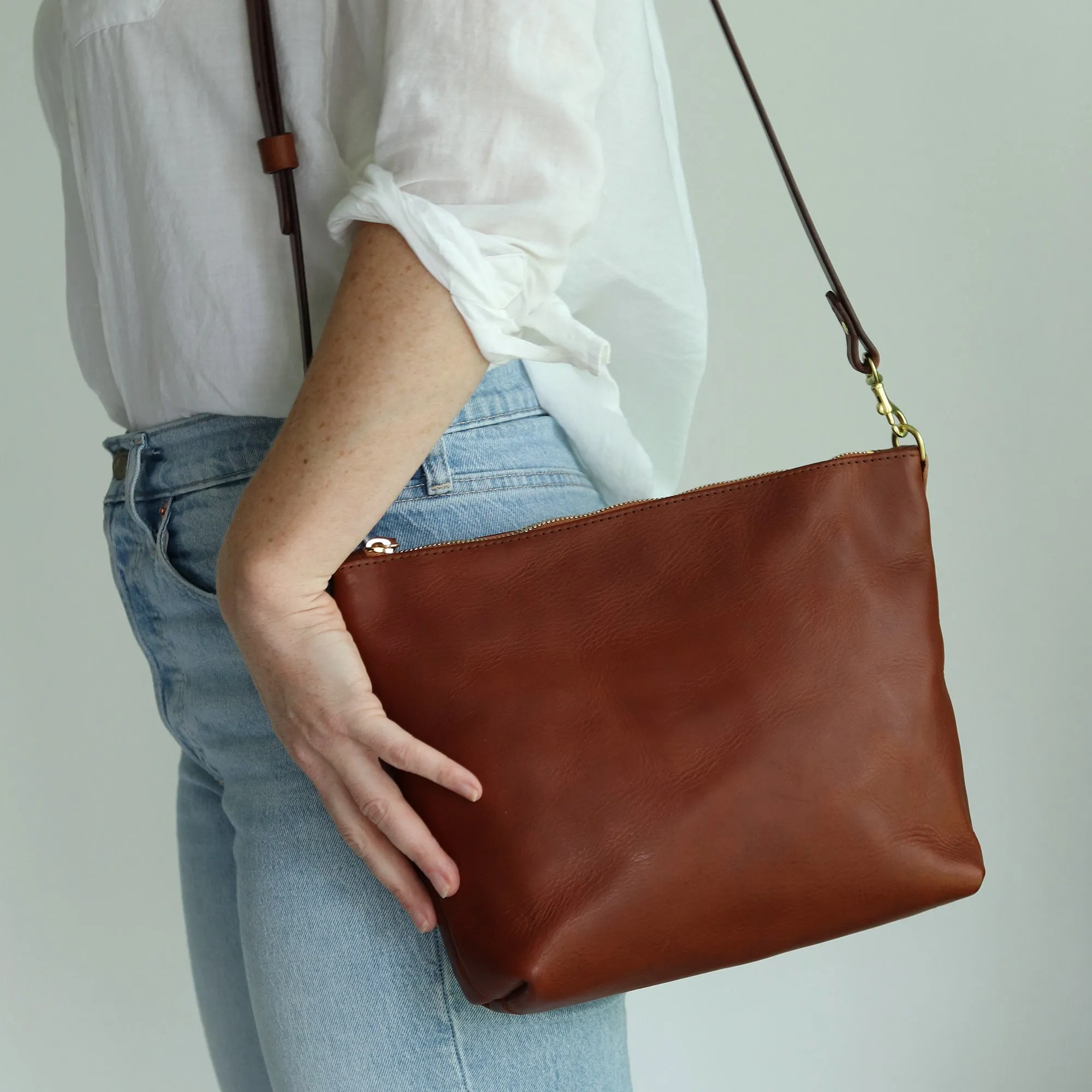 Seconds Sale Crossbody Bag with Monogram - Cognac Brown