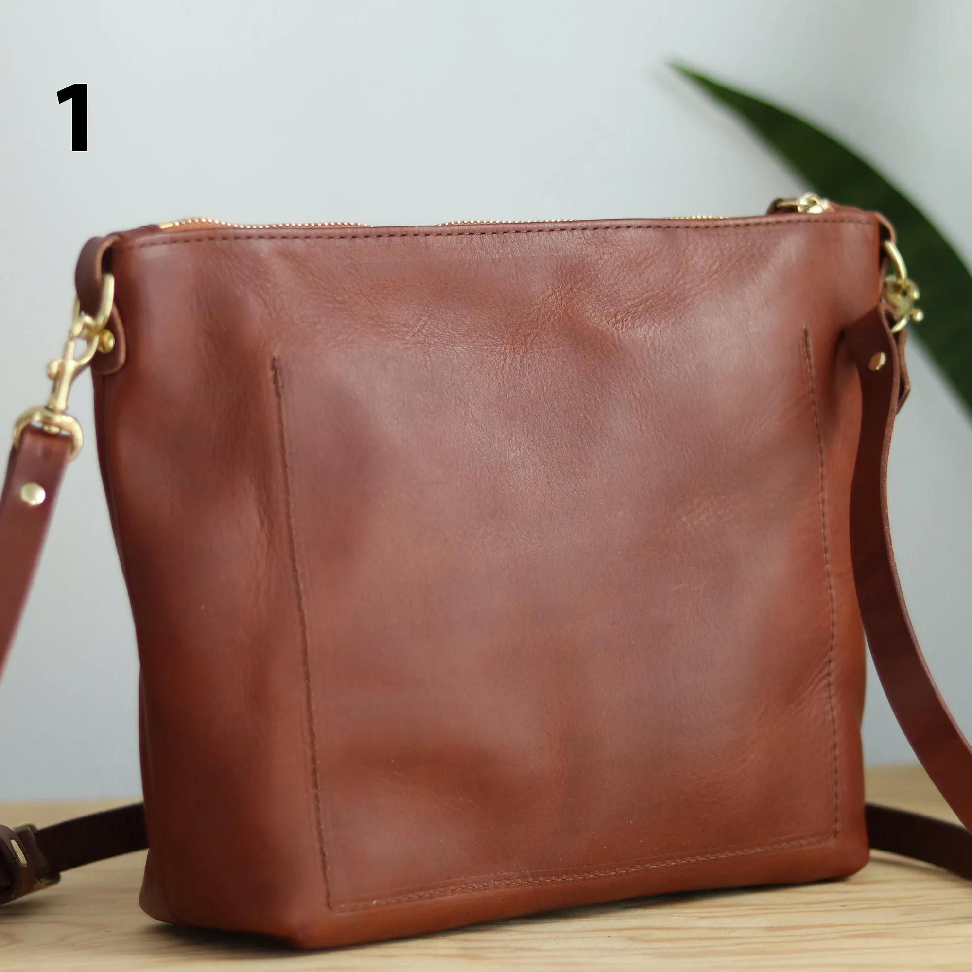 Seconds Sale Crossbody Bag with Monogram - Cognac Brown