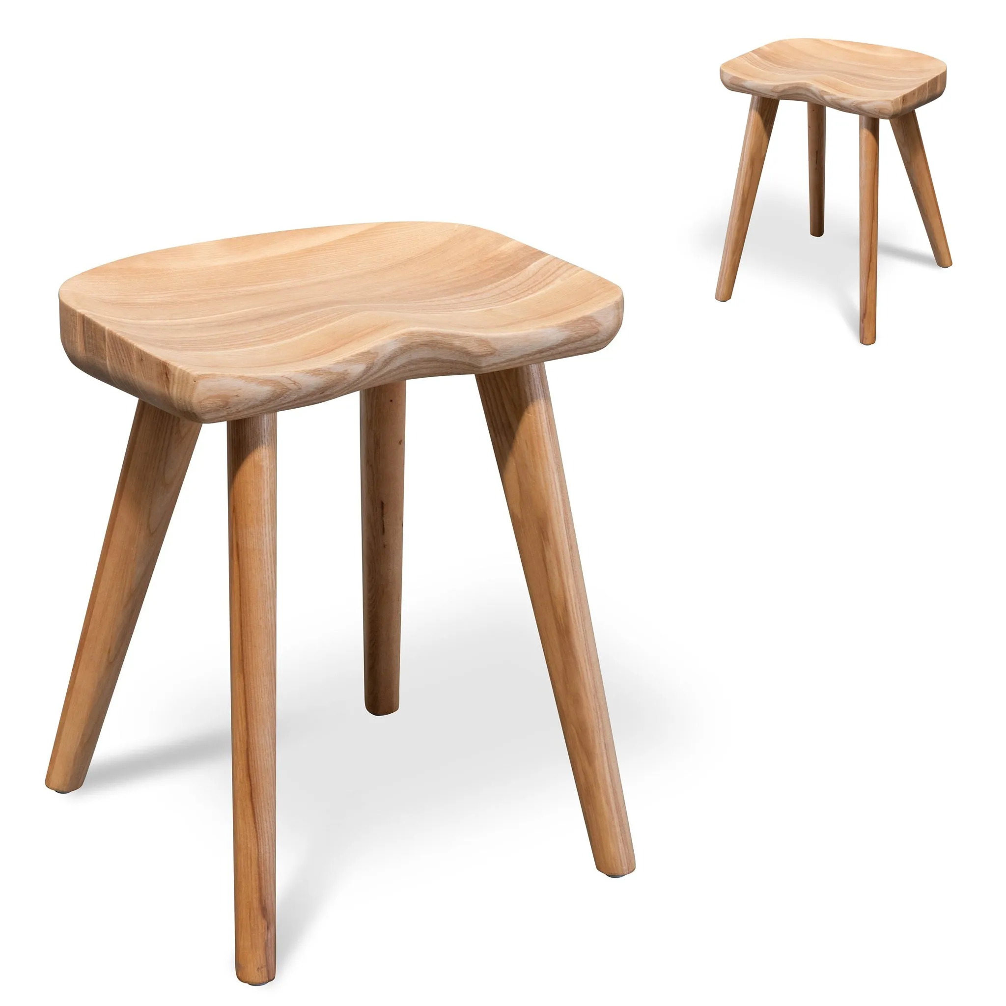 Set of 2 - Moxie 45cm Wooden Lowstool - Natural