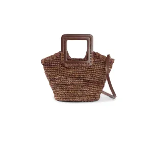 Shirley Raffia Mini Bucket Mahogany