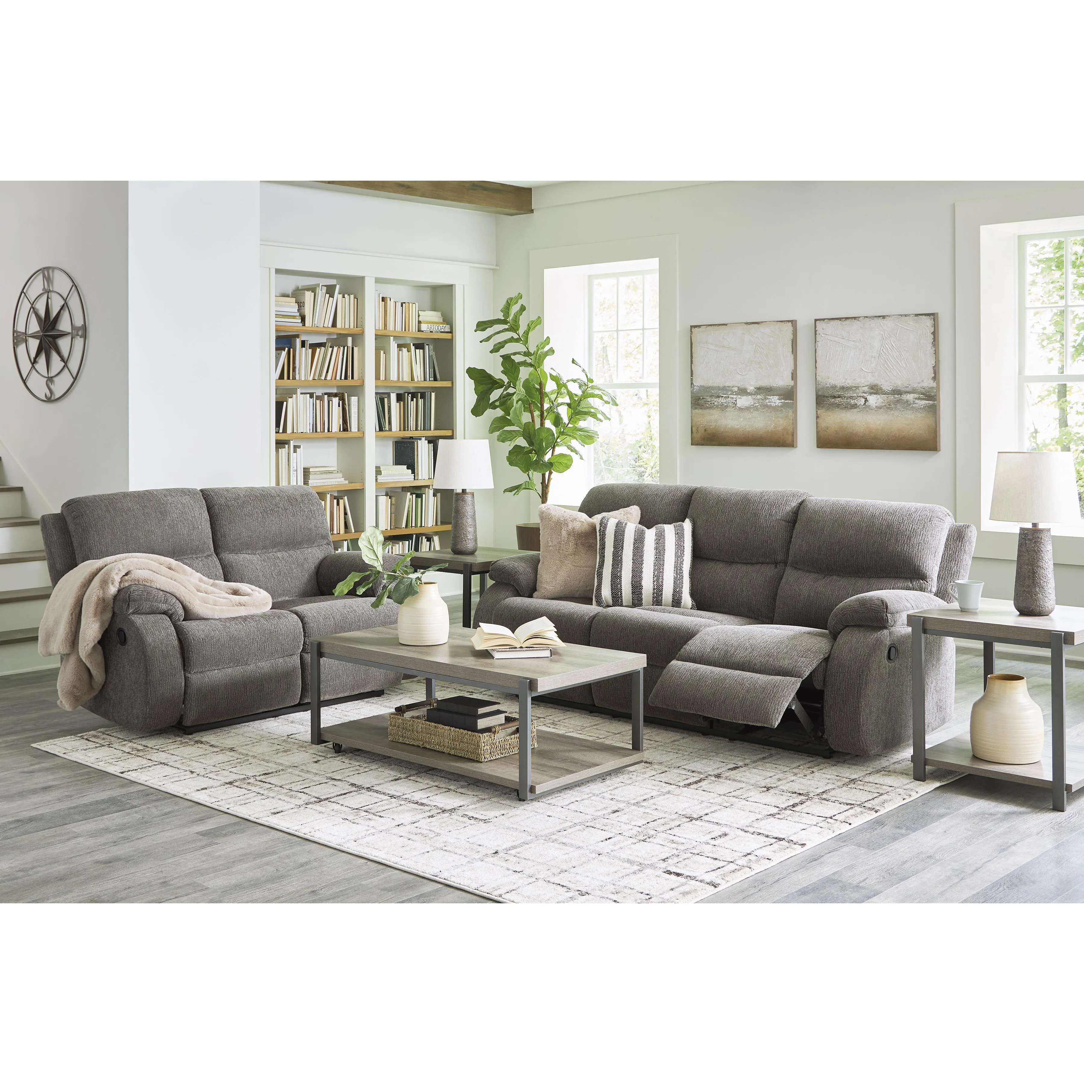 Signature Design by Ashley Scranto Reclining Fabric Loveseat 6650286C