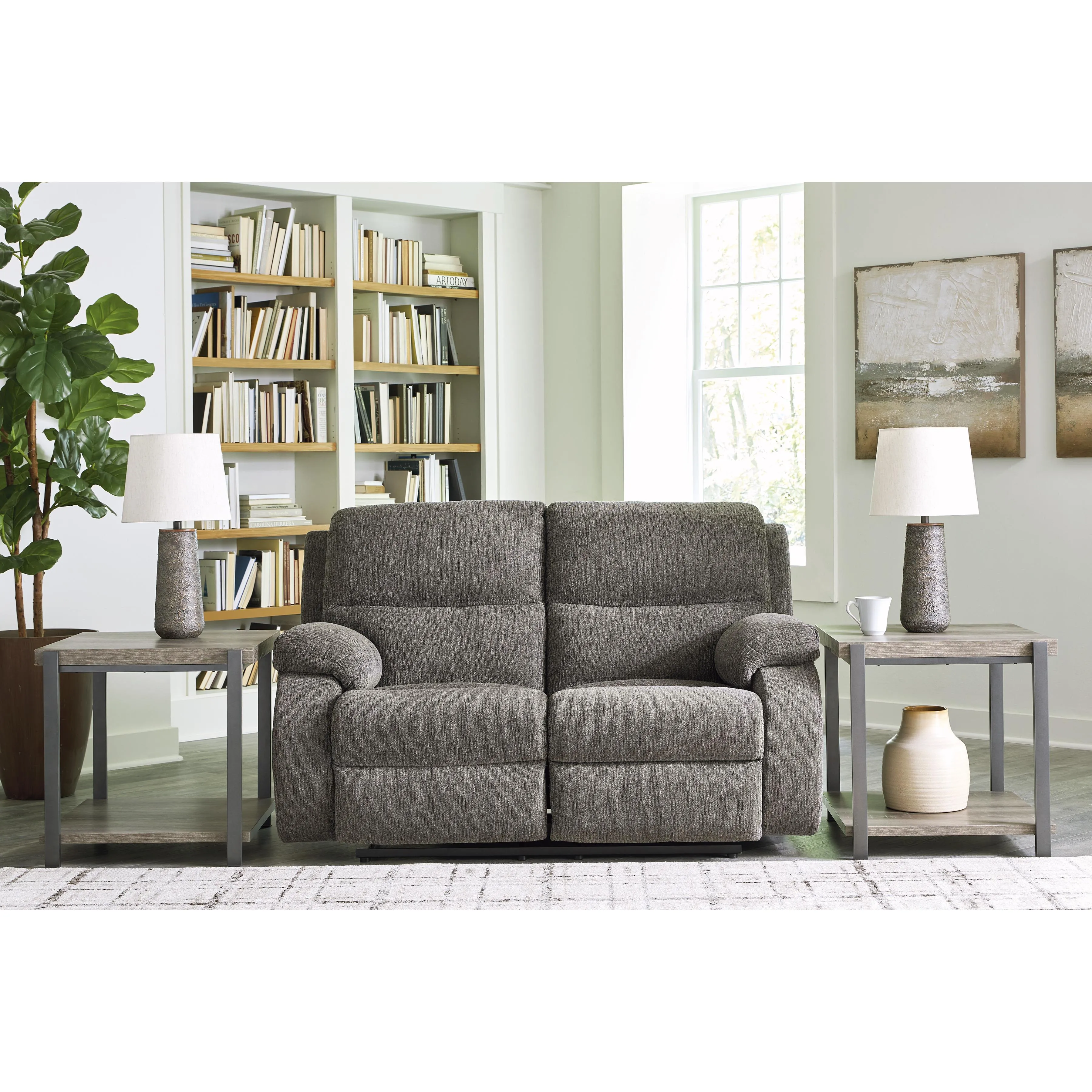 Signature Design by Ashley Scranto Reclining Fabric Loveseat 6650286C