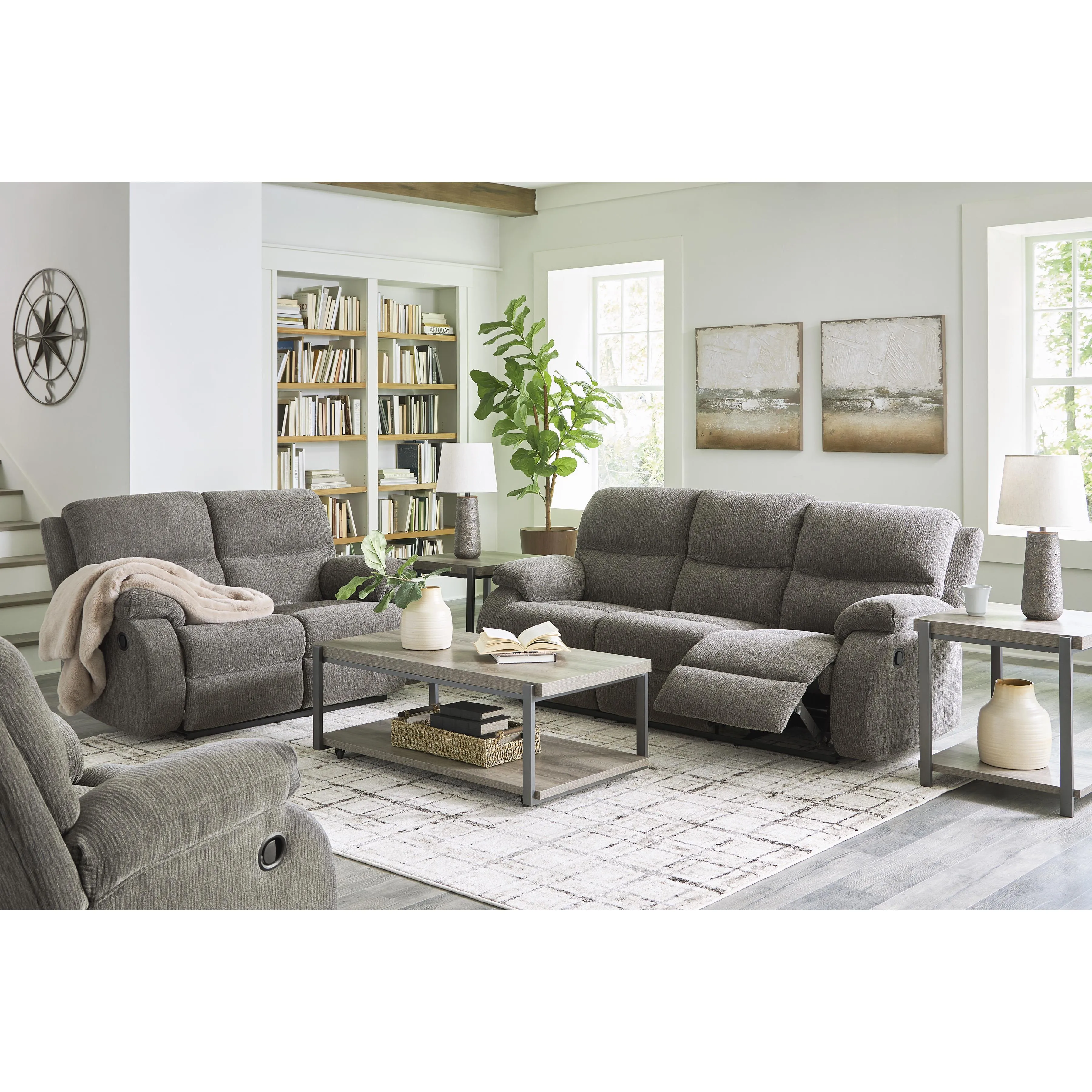 Signature Design by Ashley Scranto Reclining Fabric Loveseat 6650286C