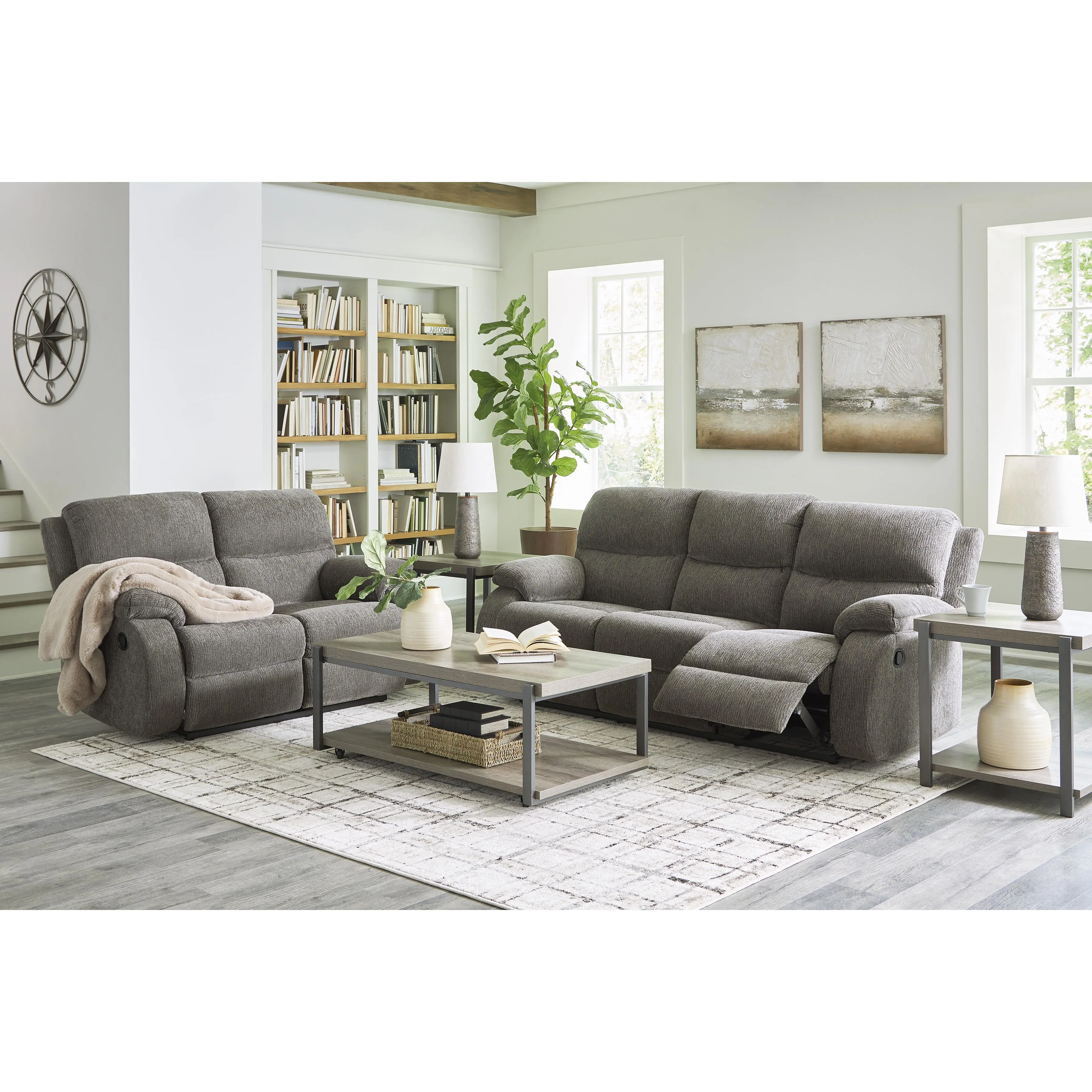 Signature Design by Ashley Scranto Reclining Fabric Loveseat 6650286C