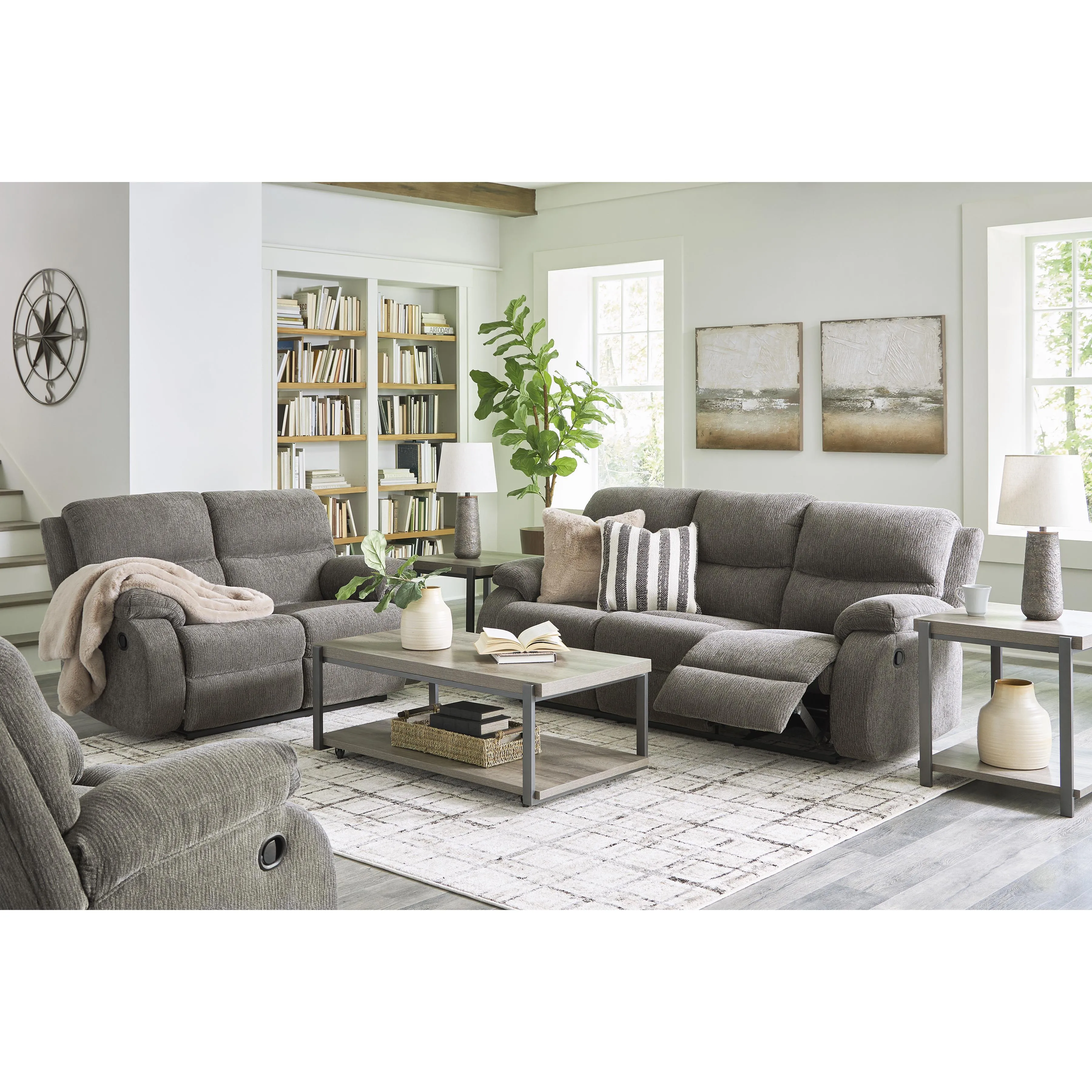 Signature Design by Ashley Scranto Reclining Fabric Loveseat 6650286C