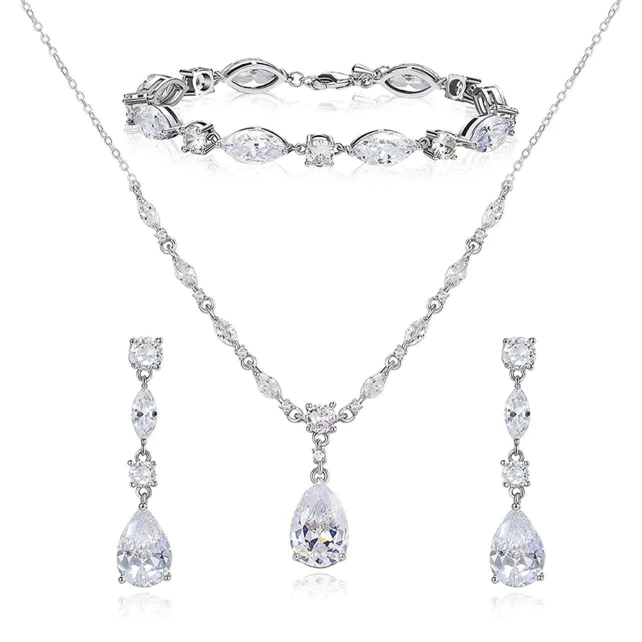 Silver Necklace, Earring & Matching Bracelete Set - Gorgeous