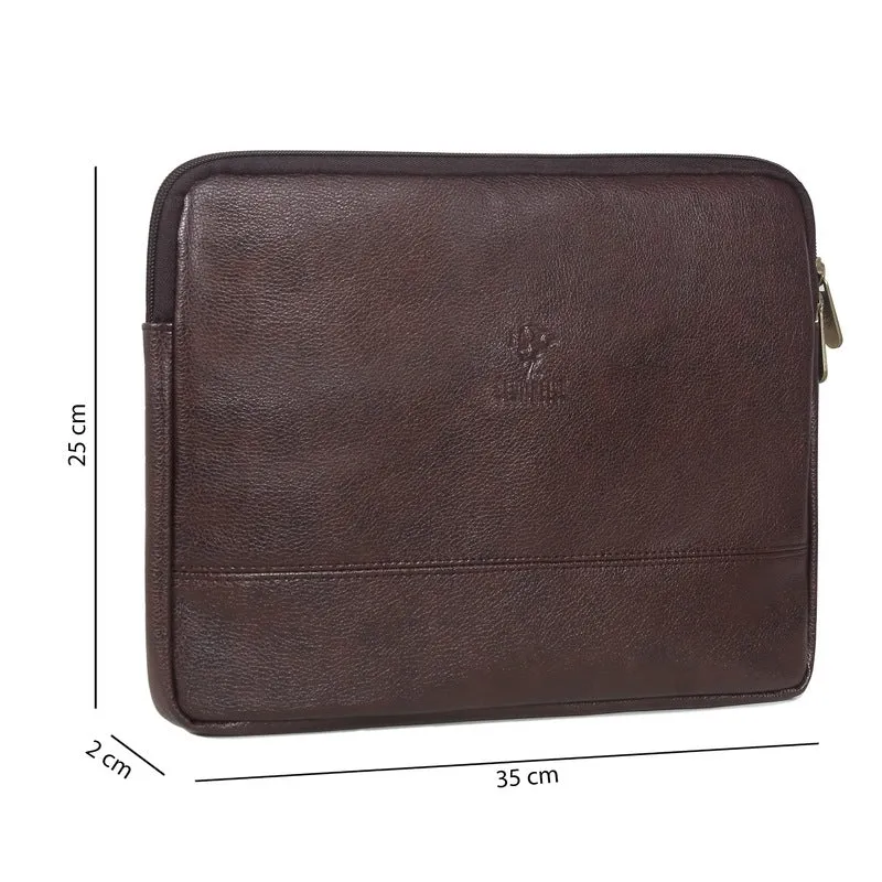 Single: Tablet Case Laptop Sleeve - Elegant, Water Resistant | Front Zip Pocket | 12 inch | Dark Brown