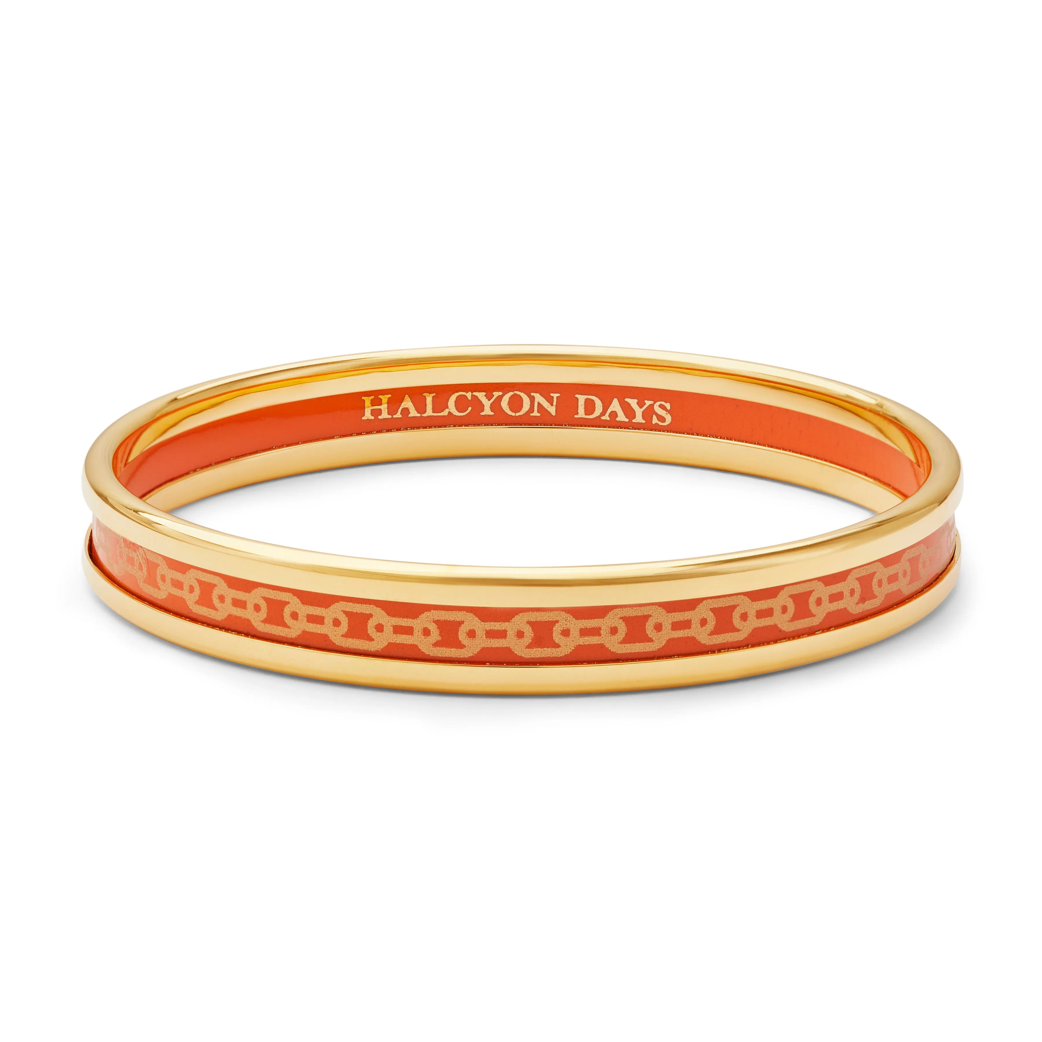 Skinny Chain Orange & Gold Enamel Bangle