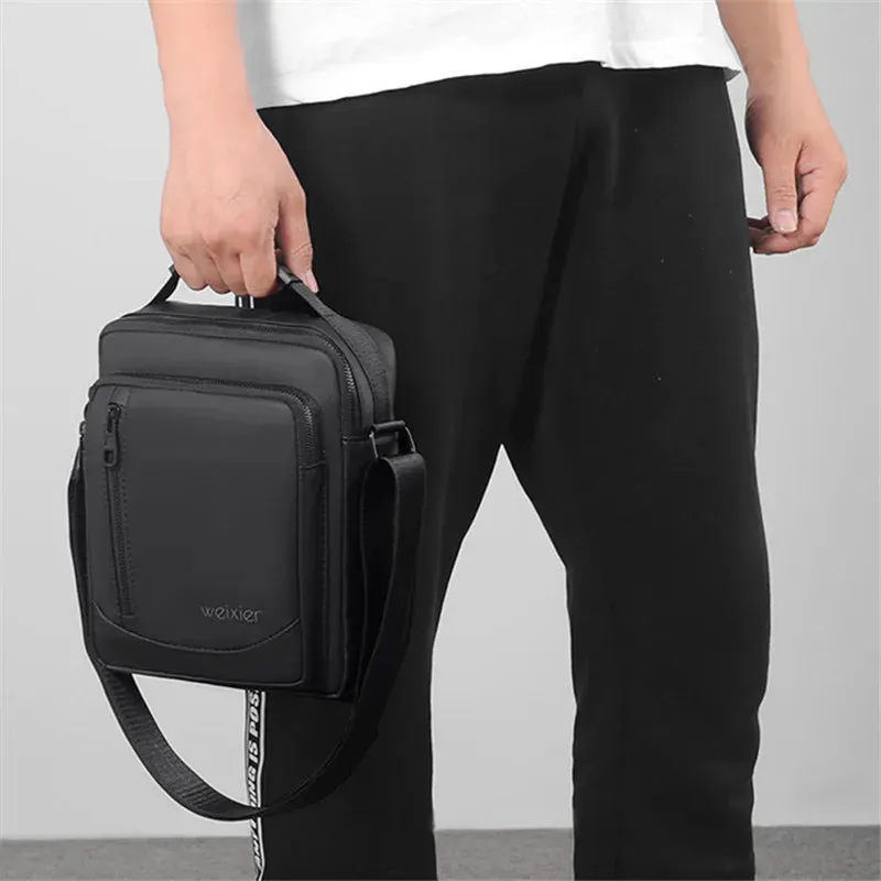 Sleek Black PU Leather Crossbody Tote