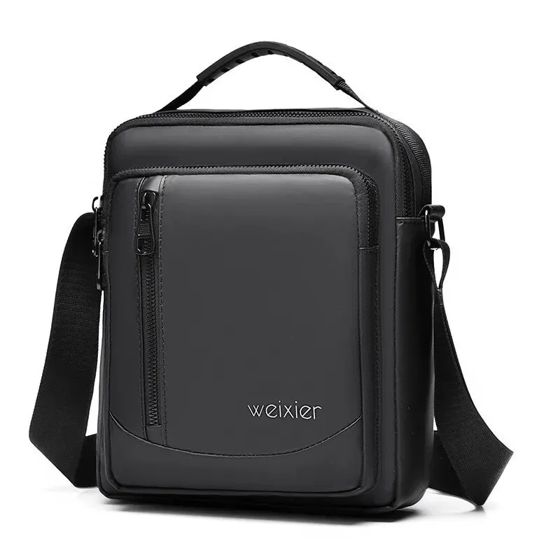 Sleek Black PU Leather Crossbody Tote