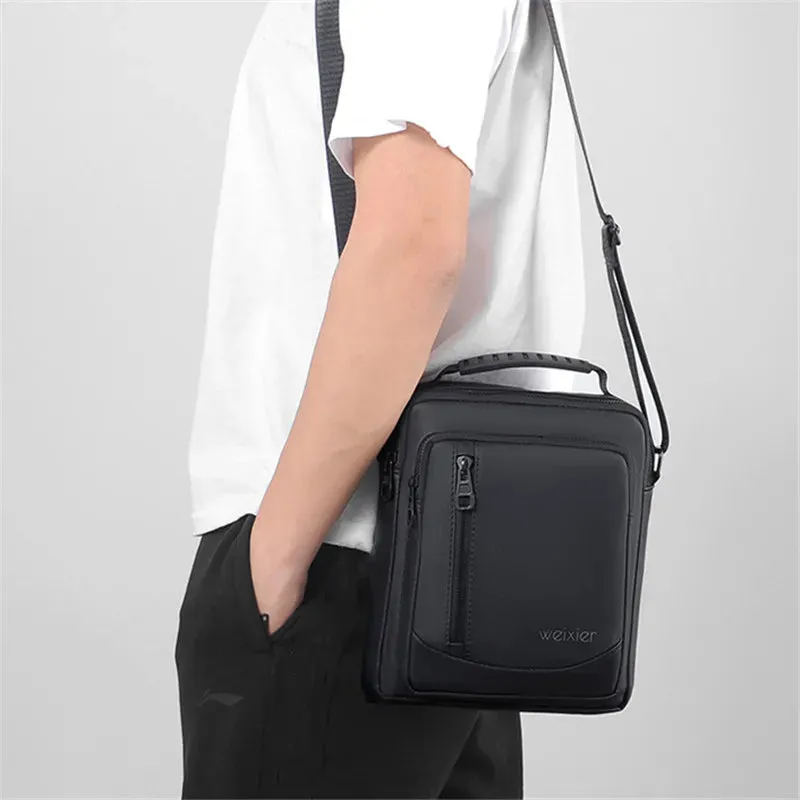 Sleek Black PU Leather Crossbody Tote