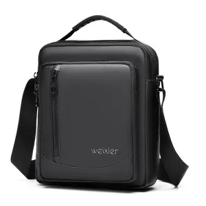 Sleek Black PU Leather Crossbody Tote