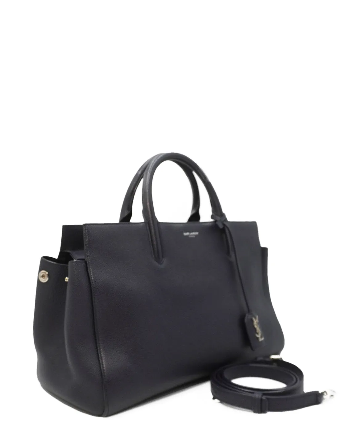 Small Cabas Rive Gauche Leather Bag Black