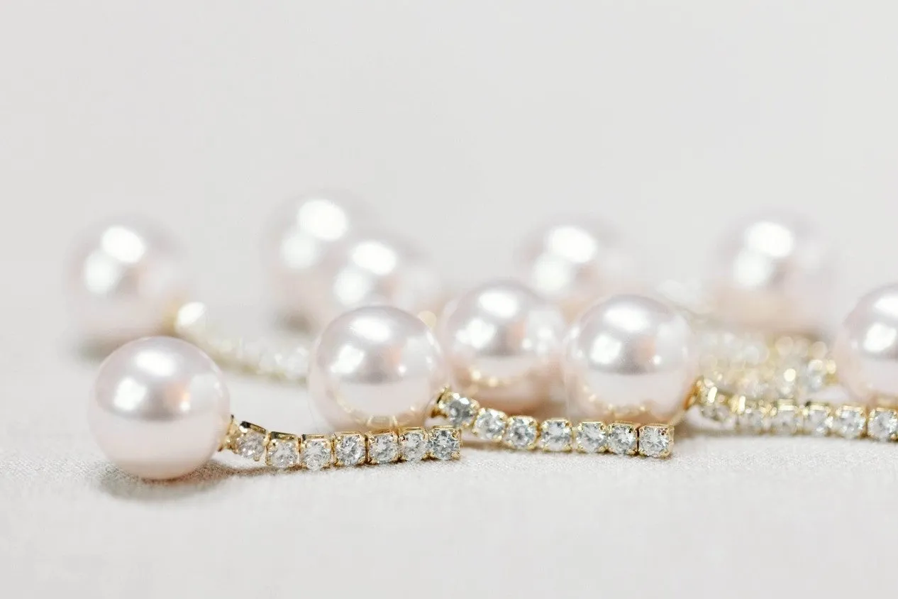 Small Diamond Pearl Drop Earrings