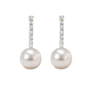 Small Diamond Pearl Drop Earrings