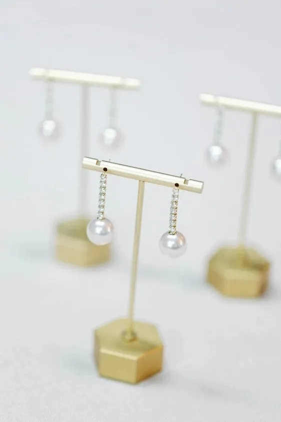 Small Diamond Pearl Drop Earrings