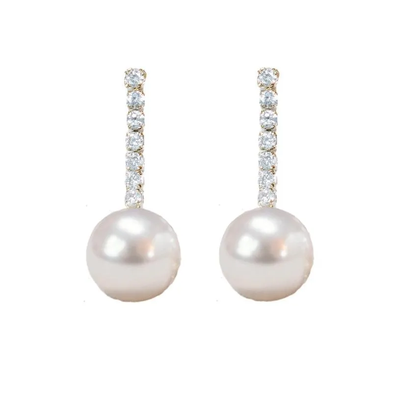 Small Diamond Pearl Drop Earrings