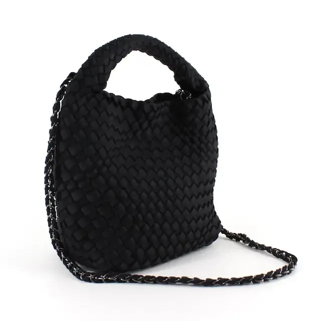 Small Nylon Woven Hobo Crossbody Bag with Cosmetic Pouch