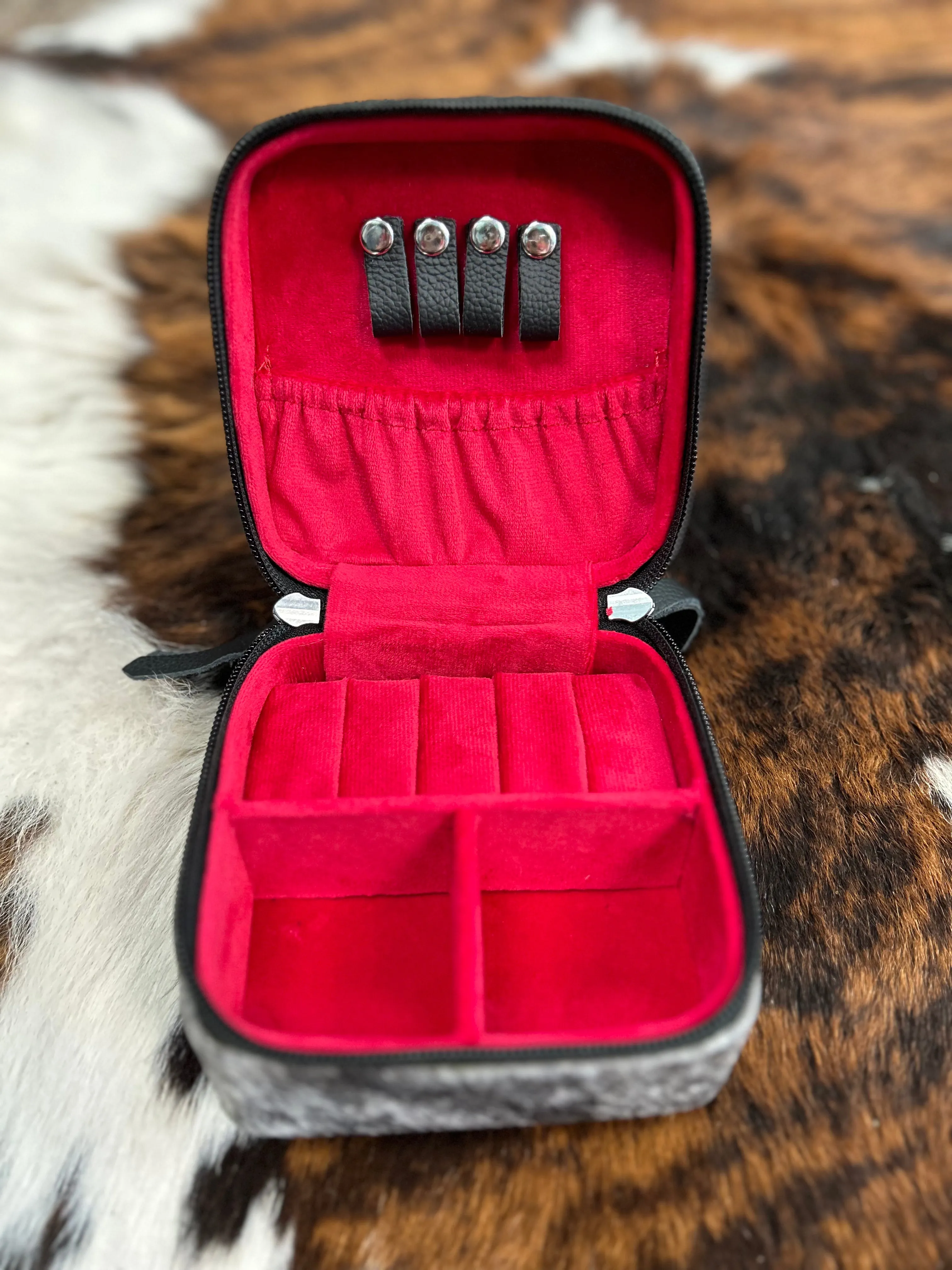 Small Tooled Cowhide Jewelry Case